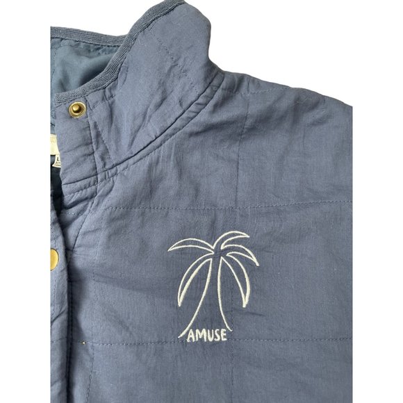 Amuse Society Women’s Seabreeze Quilted Jacket Blue Palm‎ Tree Size L/XL $129 - Picture 5 of 12